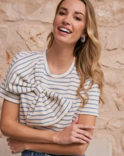 Polin et moi Haut à nœud rayé bleu clair