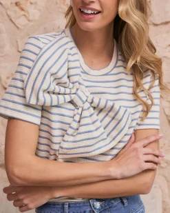 Polin et moi Haut à nœud rayé bleu clair