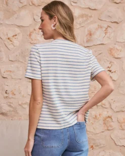 Polin et moi Haut à nœud rayé bleu clair