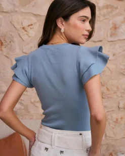 Polin et moi Haut à volants à manches Hailey