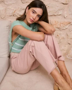 Polin et moi Haut rayé vert aqua